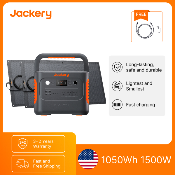 Outdoor Power Station - สถานีพลังงานแบบพกพา Jackery E1000AC ความจุ 1050Wh พร้อมแผงโซลาร์เซลล์ขนาด
