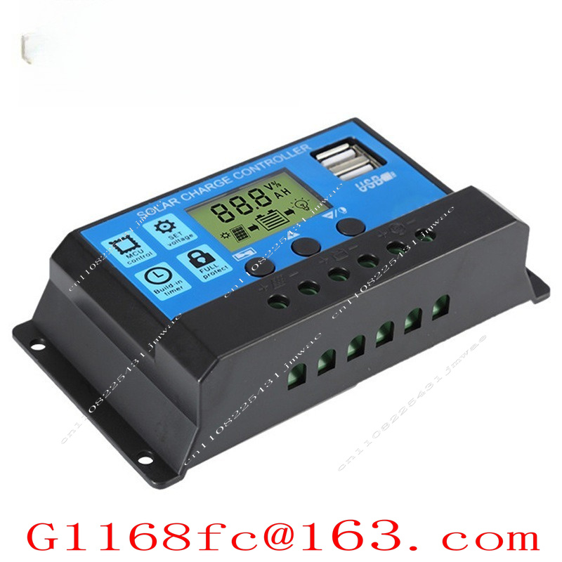 Charge Controller Solar - ตัวควบคุมการชาร์จพลังงานแสงอาทิตย์แบบ PWM พร้อมหน้าจอ LCD และช่องเสียบ USB