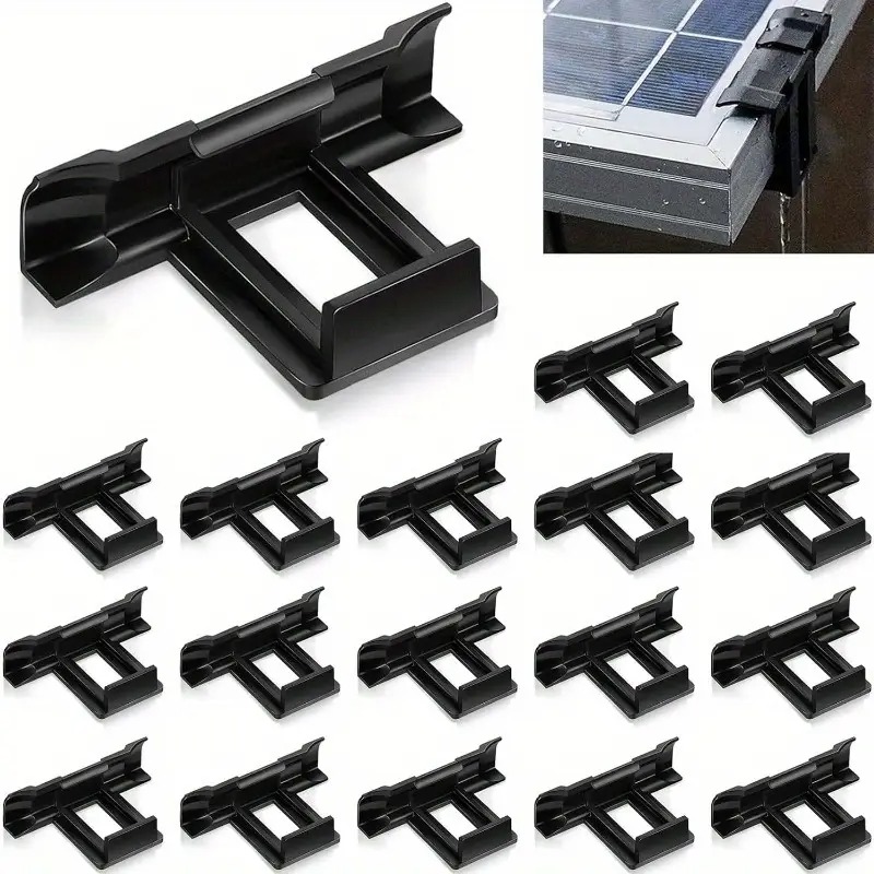 Solar Panel - คลิปยึดรางน้ำแผงโซลาร์เซลล์ 40 ชิ้น ทนทาน สีดำ ทำจากพลาสติก