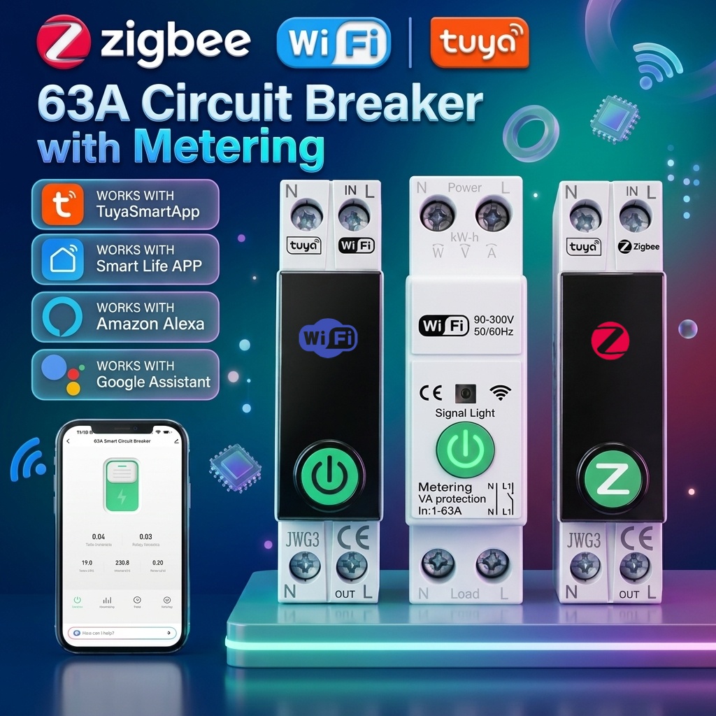 เบรกเกอร์วงจรไฟฟ้า Tuya WiFi/Z - Energy Monitor Meter บทวิจารณ์และราคา